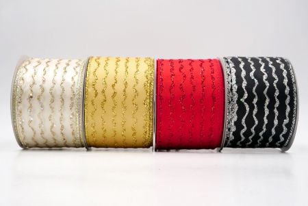 Glitter Vertical Wavy Stripe Wired Ribbon_KF9874.KF9875.KF9876.KF9877